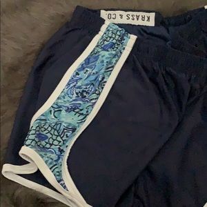 Krass & Co Navy and Blue fish/ocean Print